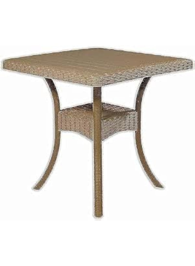 ترابيزة بلاستيك راتان بيج مربعة 70×70×70 سم طاولة خارجية للحديقة البلكونة الفناء متعددة الاستخدامات سهلة التجميع مقاومة للعوامل الجوية للمشاوي والمشروبات